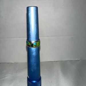 Women’s Sterling Silver Ring  with Cloisonné Style Inlay Size 7 Blue Green